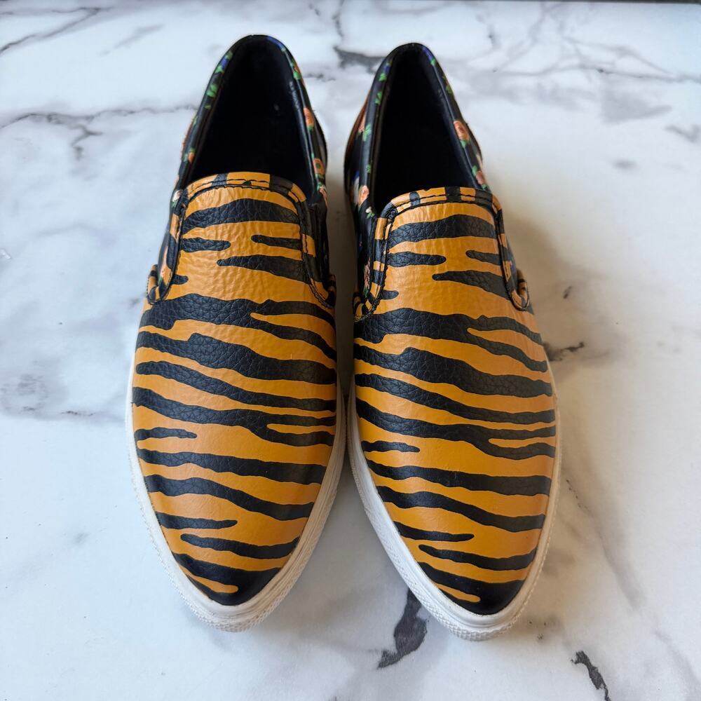 Coach C103 Tiger Floral Leather Slip On Sneakers Size 6 - Picture 3 of 8